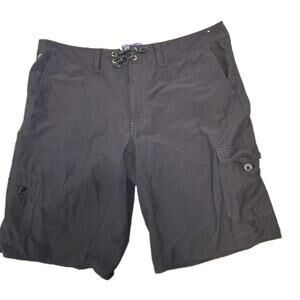 Men's Patagonia Worn Wear Shorts Black Solid Nylon 38 Pocket Zip Outdoor Hike